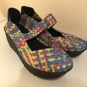White MT rubber strap multi color ladies shoes